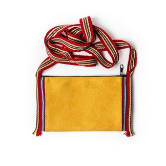 Porta documento cuero castor con cintas de telar Handina