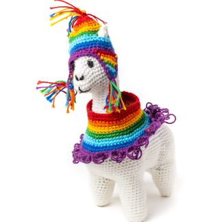Alpaca c/ poncho y chullo tejida a crochet 100% algodón