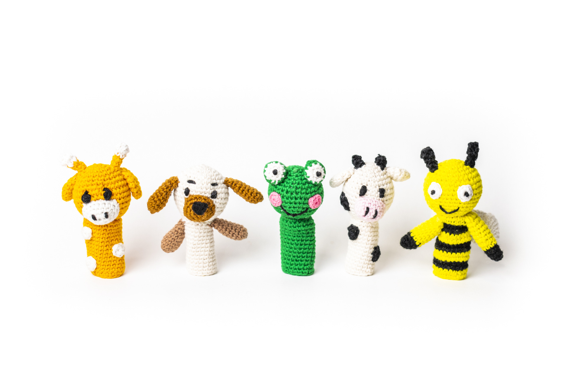 Títeres de dedos tejidos a crochet 100% algodón