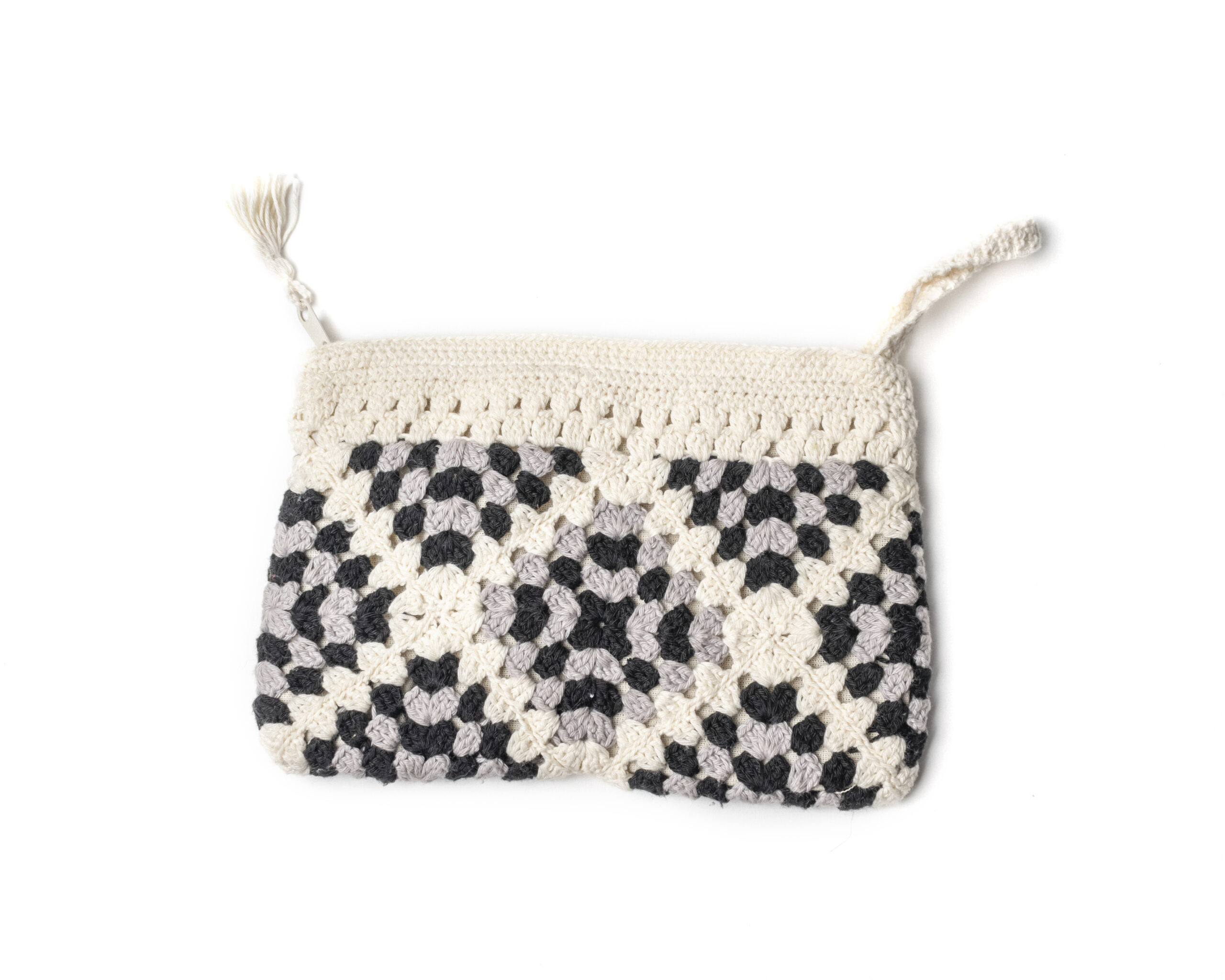 Cartuchera con cuadrados 100% algodón tejido a crochet