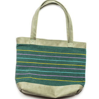 Cartera grande de cuero castor con telar grueso