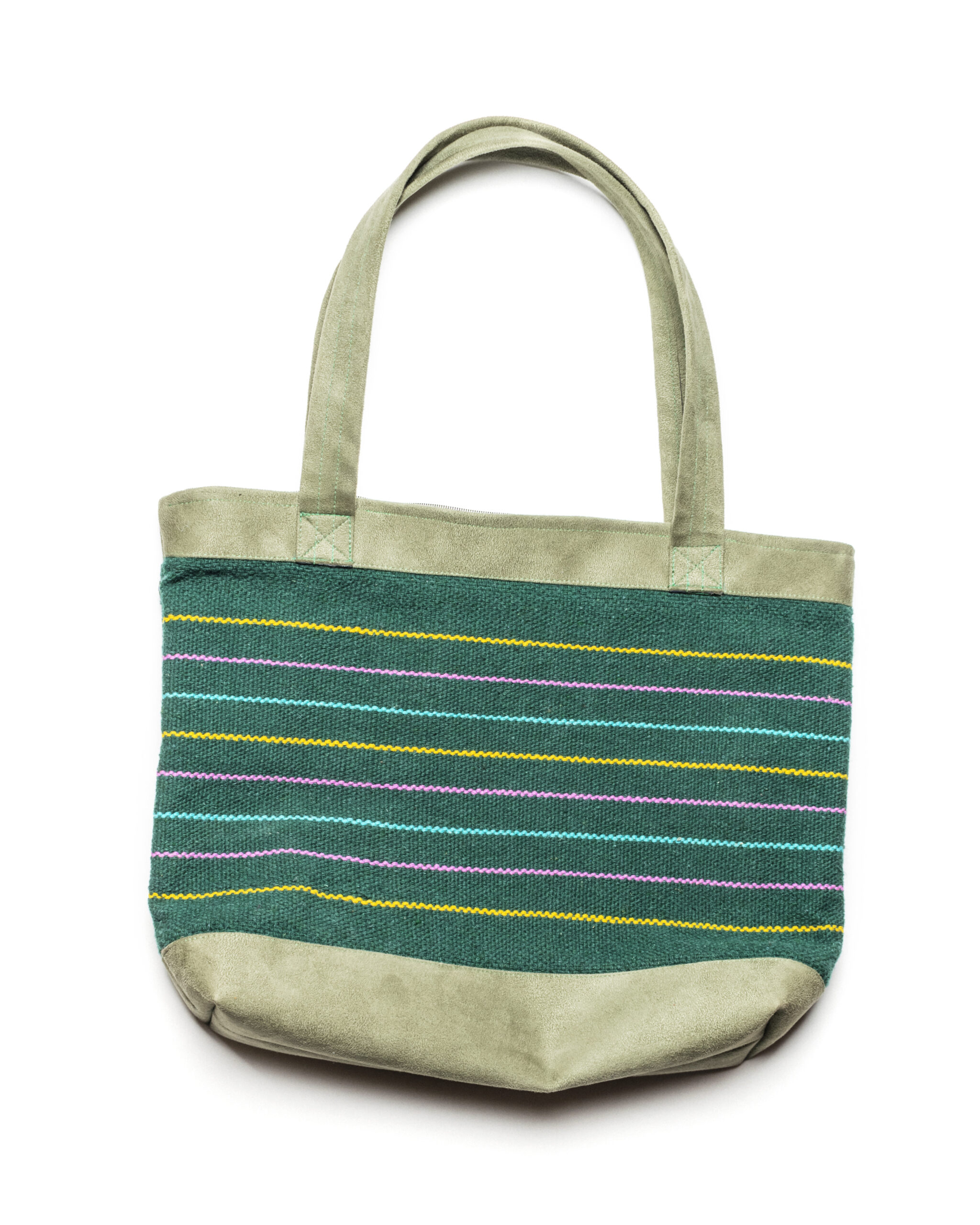 Cartera grande de cuero castor con telar grueso